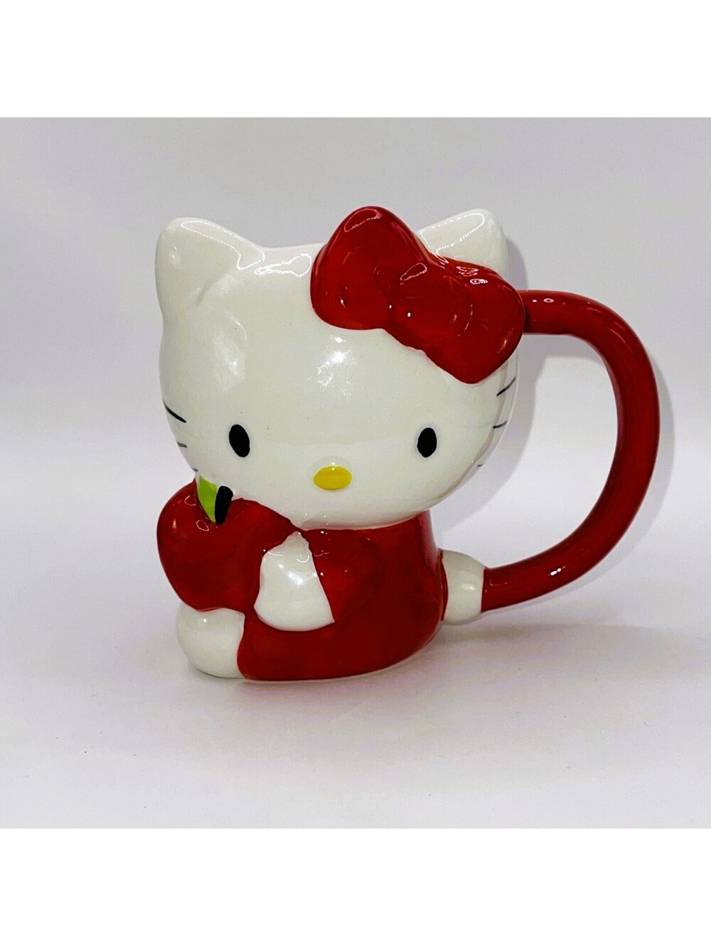 Sanrio Hello Kitty Red Bow & Apple Sculpted Ceramic Mug 12oz